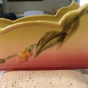 Vintage Hull Woodland Ceramic Pottery Planter Pink Green Yellow